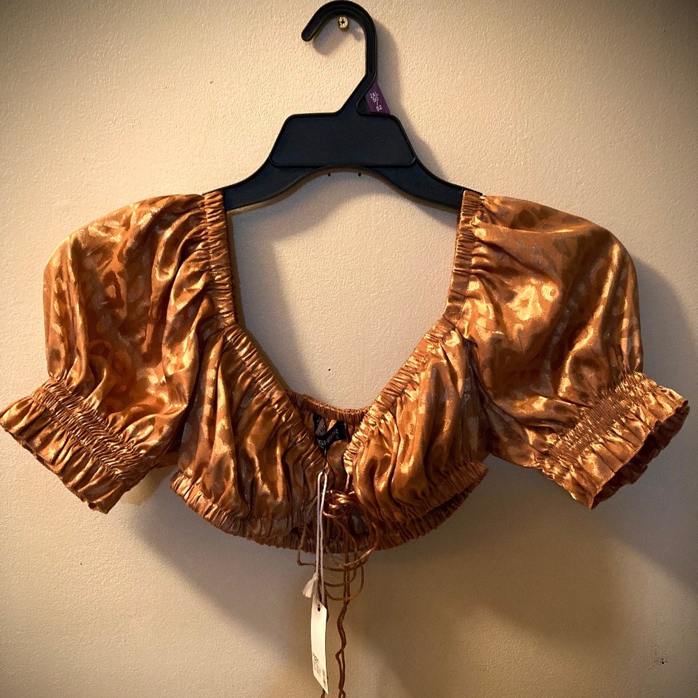 NWT Shop Neighbor Los Angeles Metallic Cheetah Crop Top